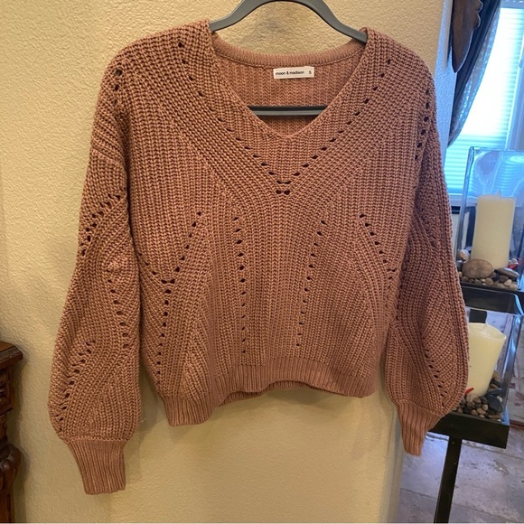 MOON & MADISON Dusty Pink Knit Sweater Size Small - Picture 3 of 7